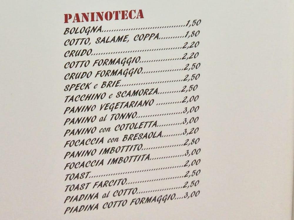 Menu di Bar del Cral 