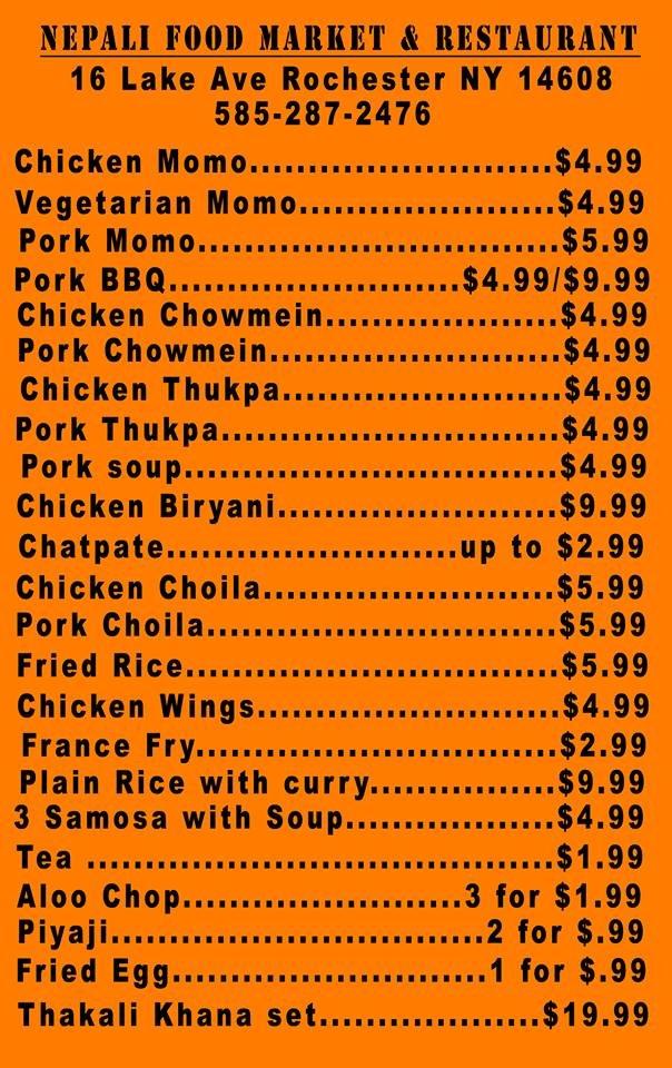 Carta de Nepali Food Market & Restaurant