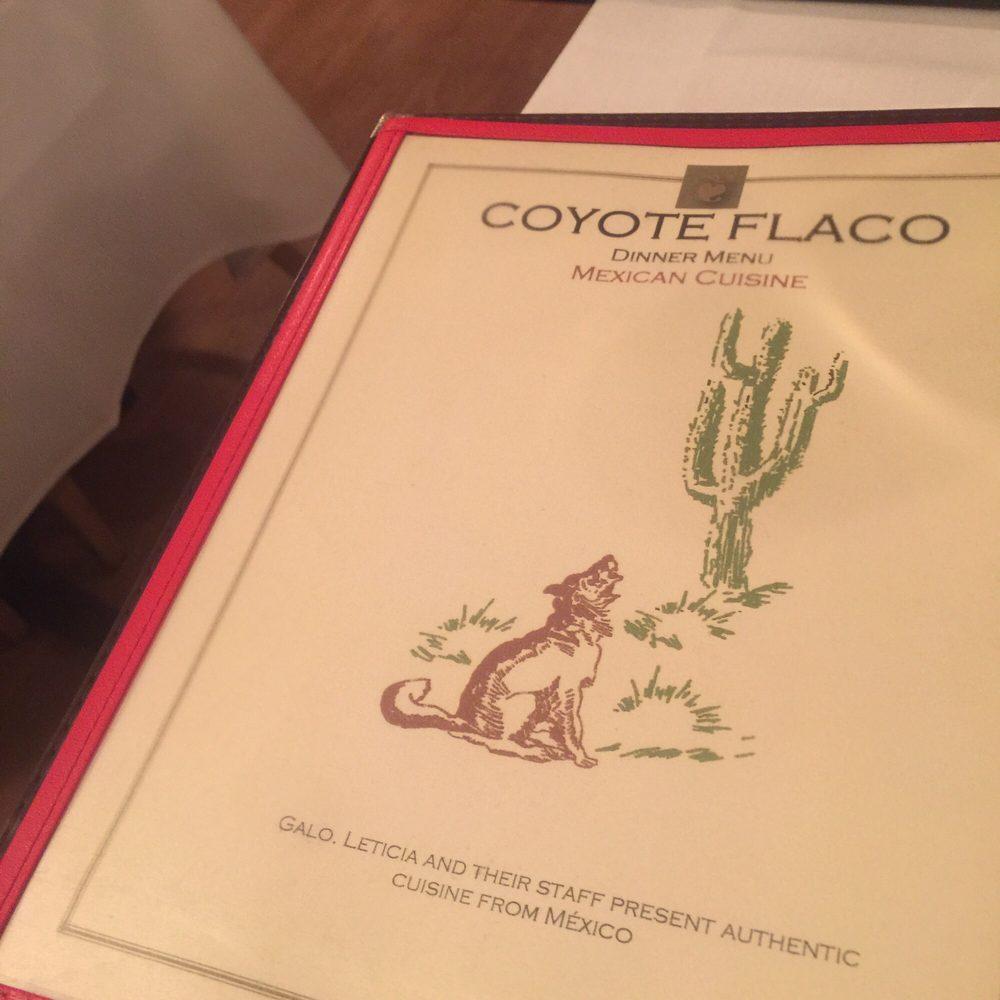 Menu at Coyote Flaco restaurant, Williamstown