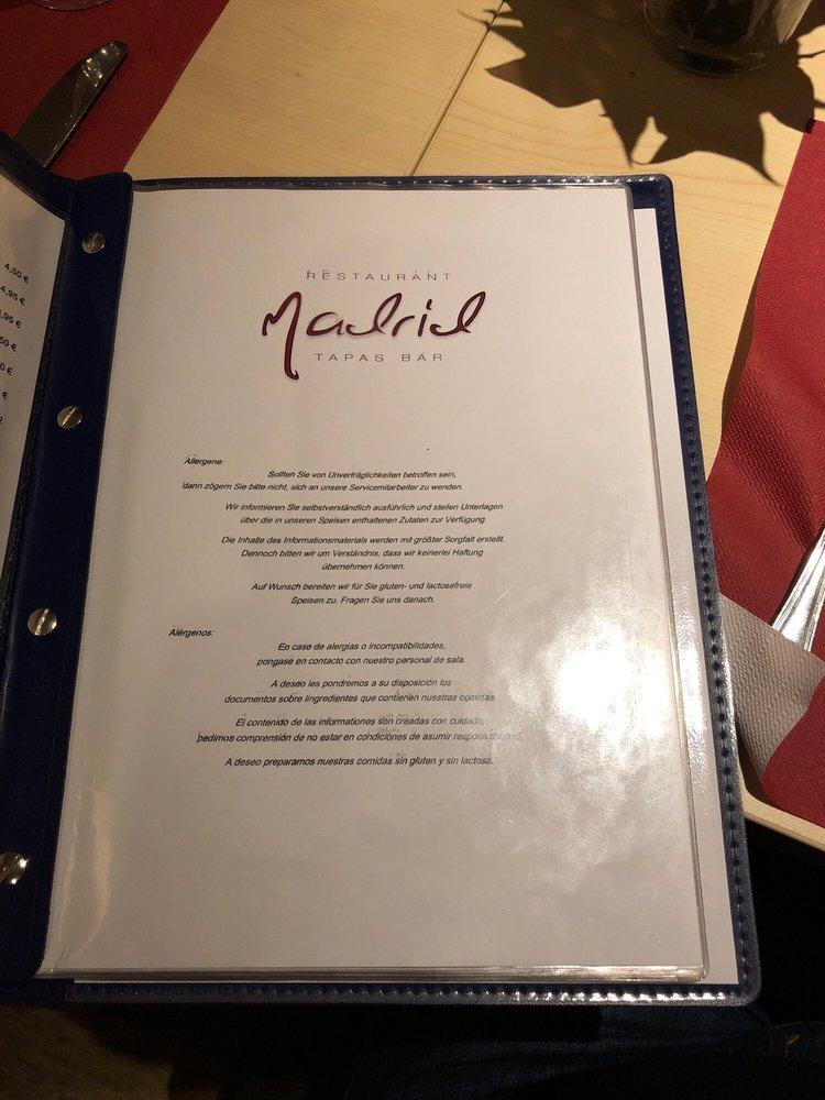 Madrid menu