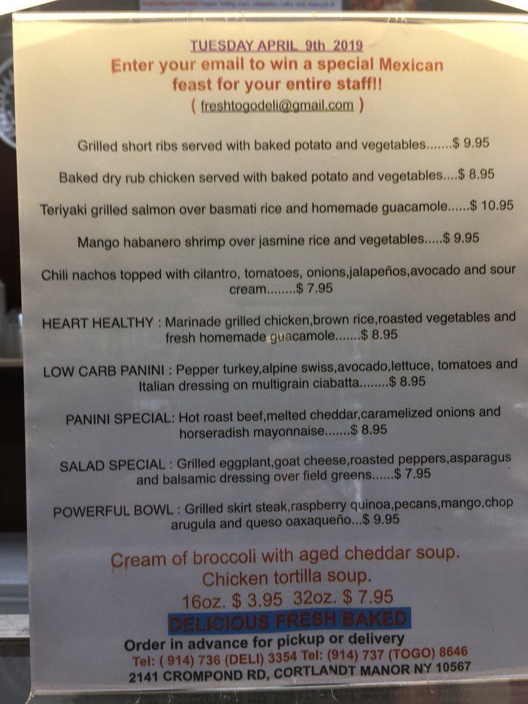 Carta de Fresh to Go Deli