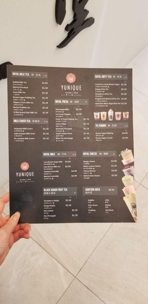 Yunique menu