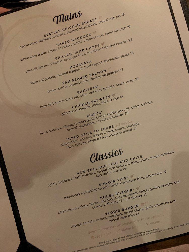 Carta de Christophers Kitchen and Bar