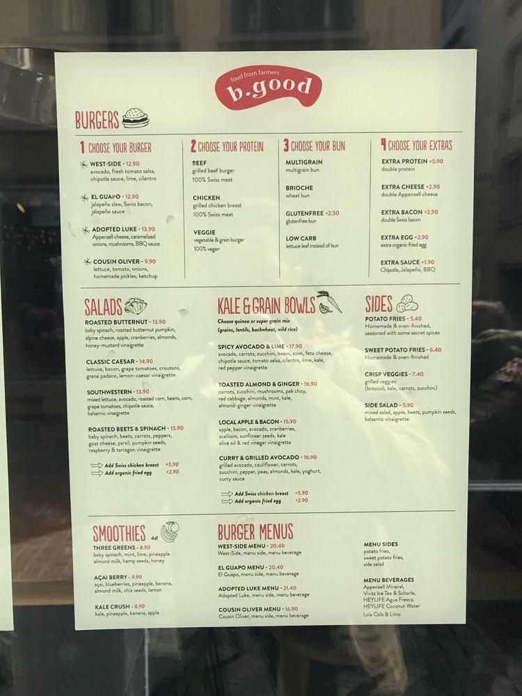 Menu di B.GOOD 
