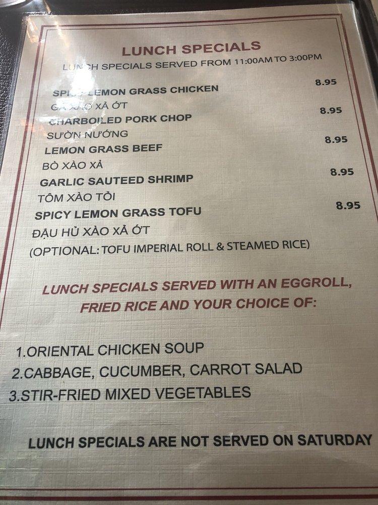 Mai's Restaurant Authentic Vietnamese Cuisine menu