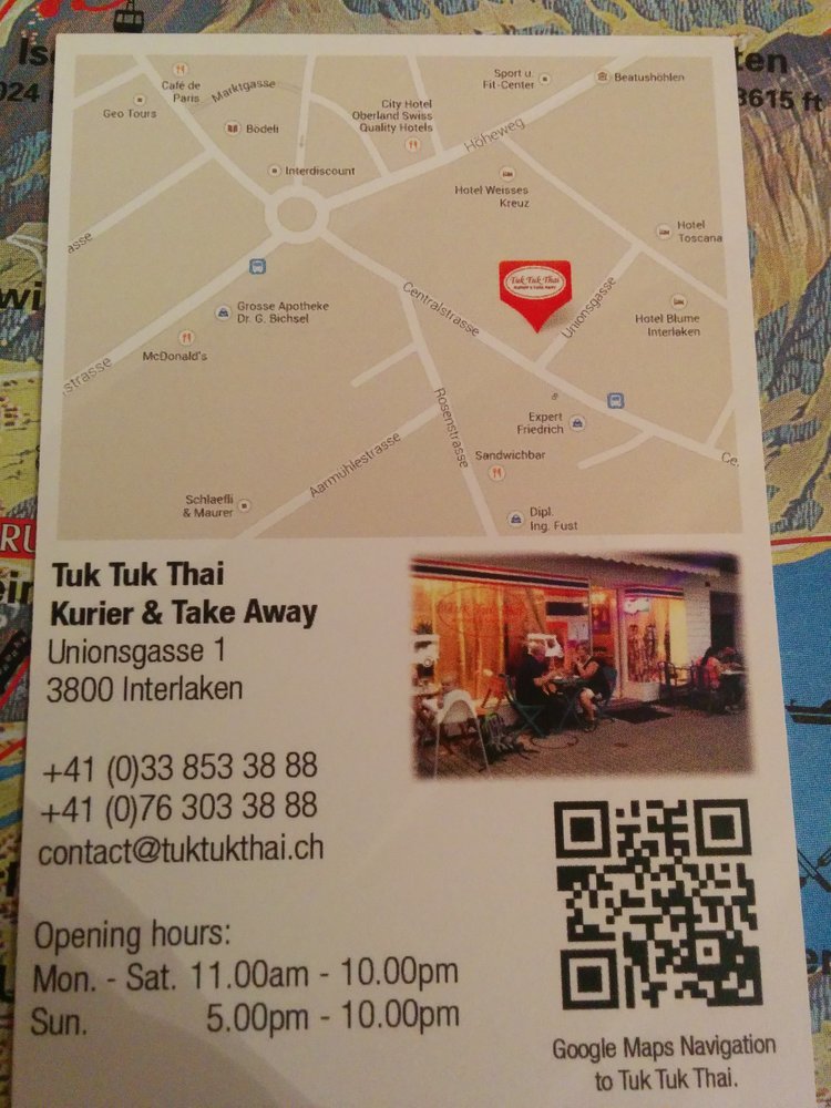 Menu di Tuktuk thai 