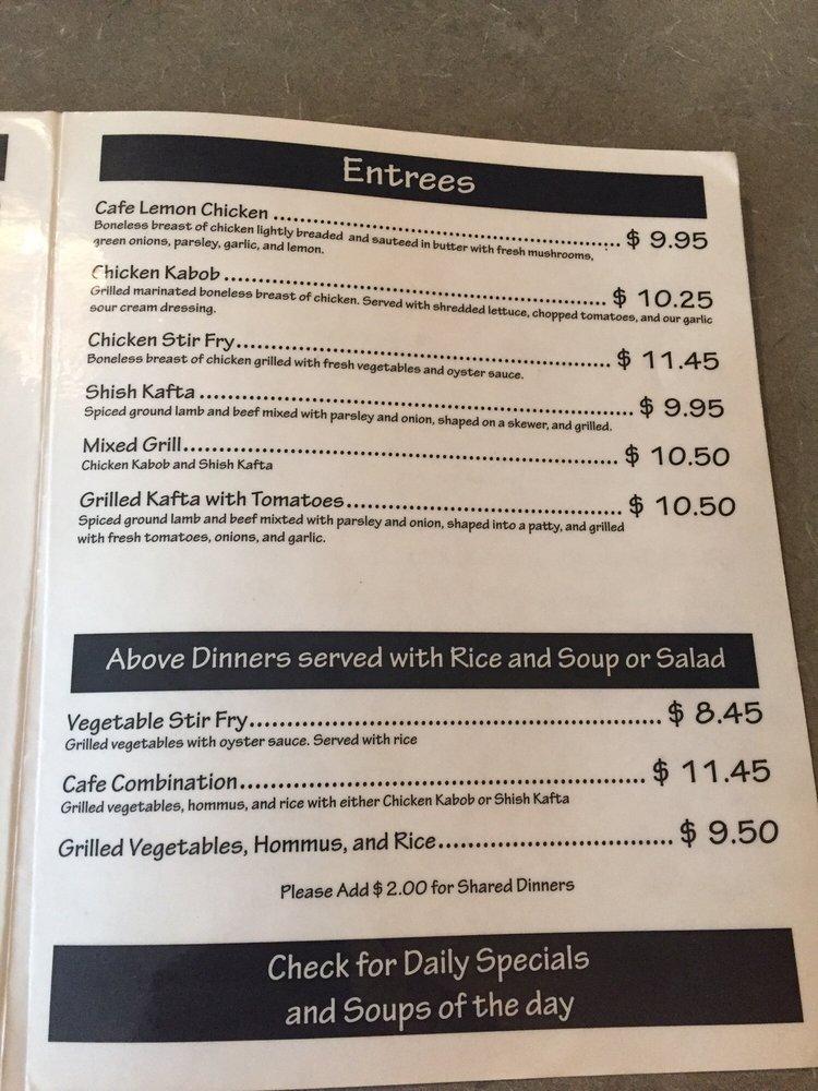 Carta de Now Cafe