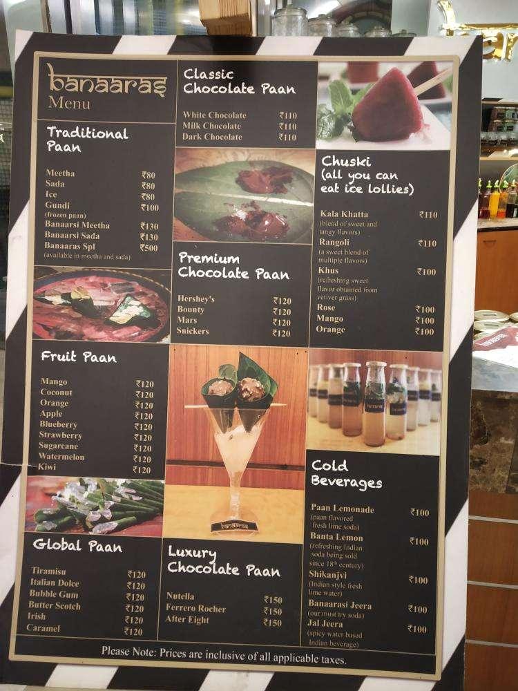 Banaaras menu