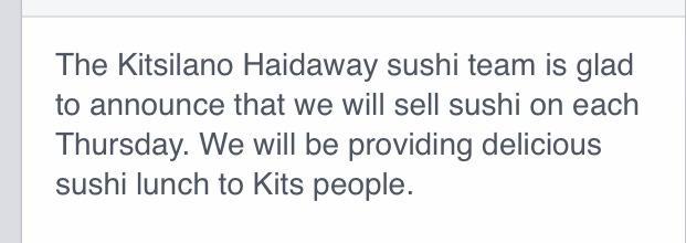 Haidaway Sushi Thursday