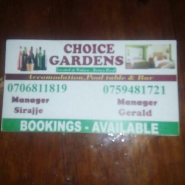 Choice Gardens Bar Restaurant & Accommodation Wakiso Kampala