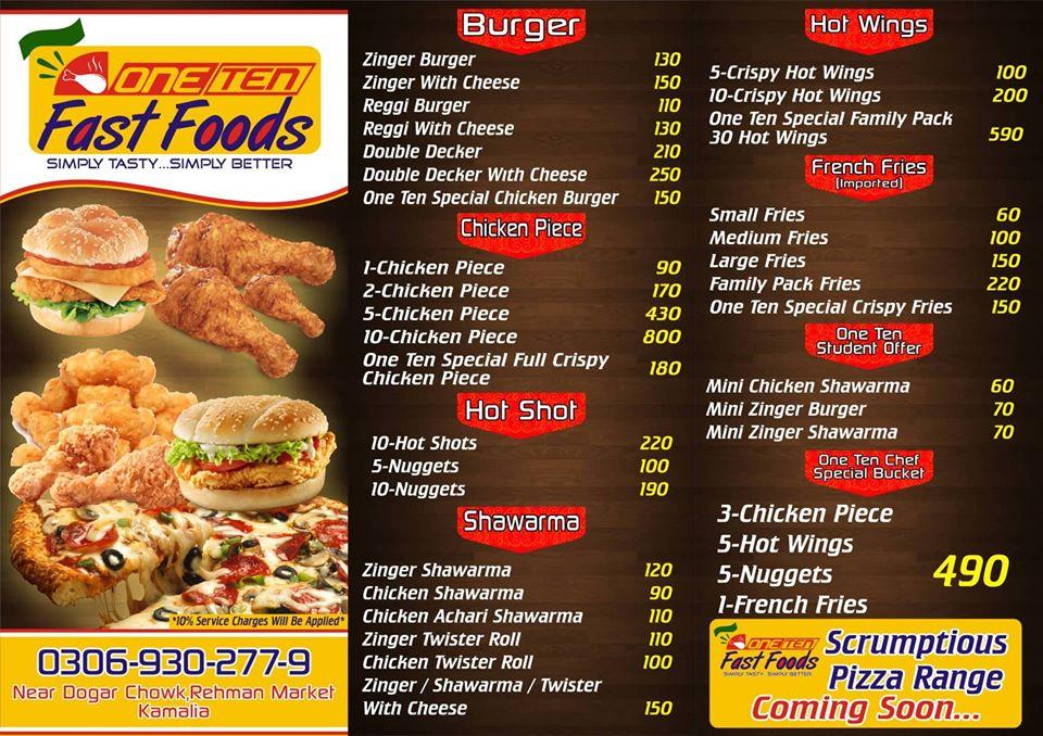 One Ten Fast foods
