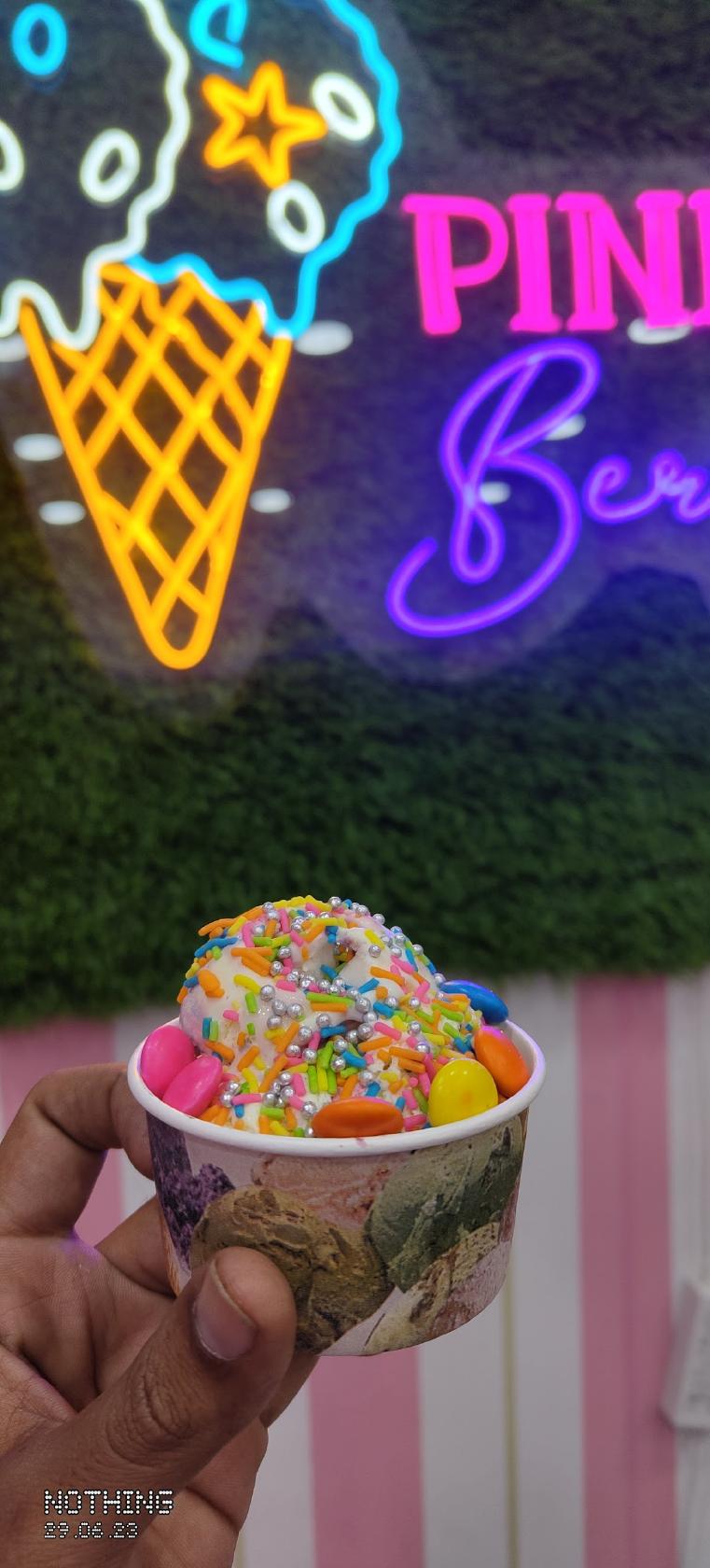 Pink berry ice cream parlor