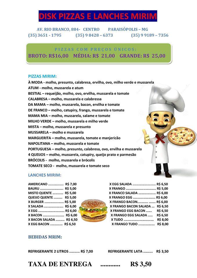 Disk Pizzas e Lanches Mirim