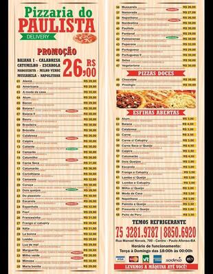 Pizzaria do paulista Paulo Afonso BA