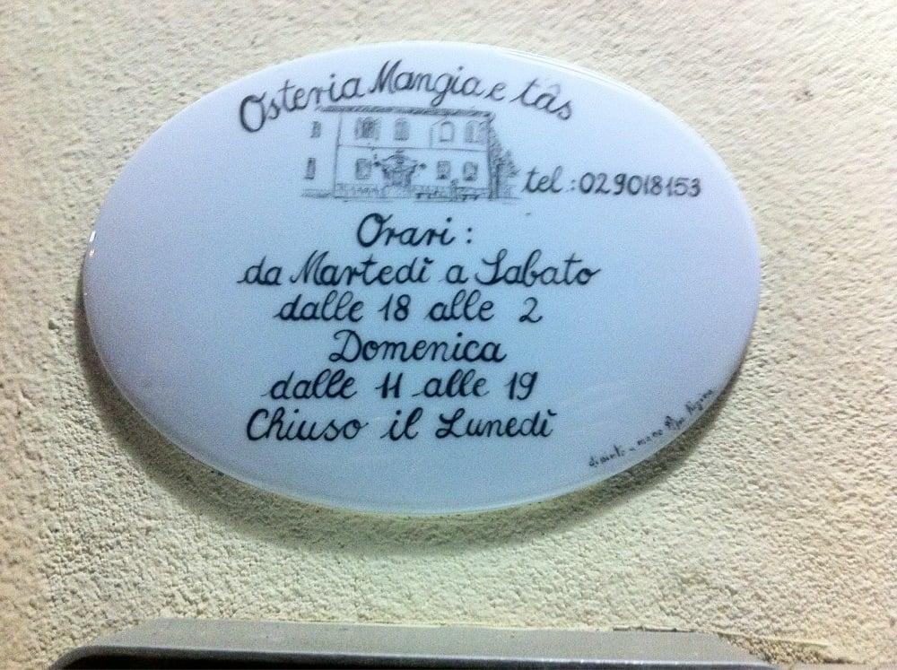 Osteria Mangia E Tas