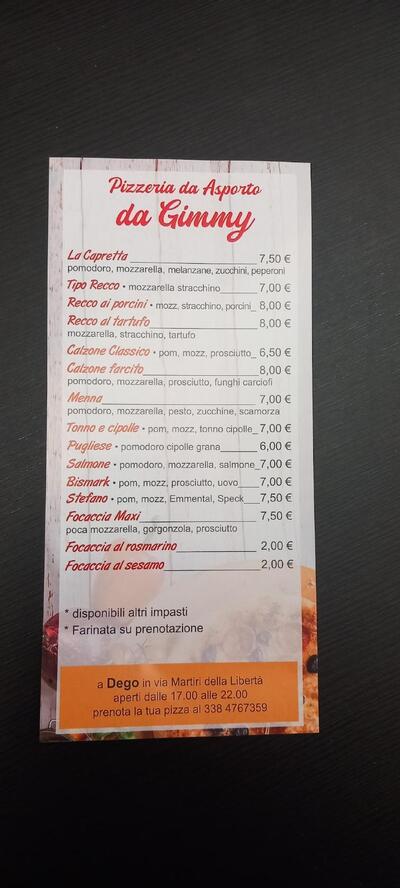 Pizzeria asporto da Gimmy