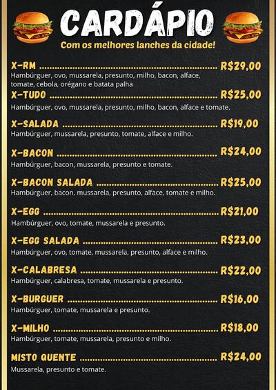 Lanchonete RM - Lanches e Pizzas