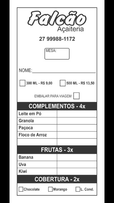 Falcão Hamburgueria/Açaiteria