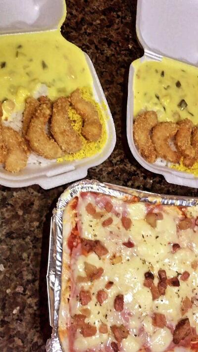 Bom de garfo camarões