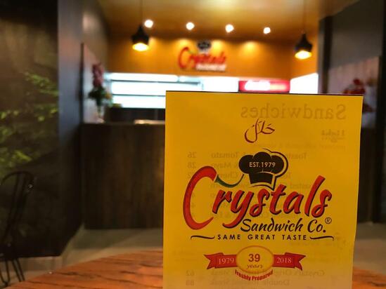 Menu at Crystals Sandwich Man cafe, Durban