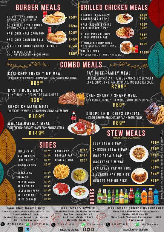 Kasi Chef Grill & Takeaway Clayville, Olifantsfontein - Restaurant menu ...