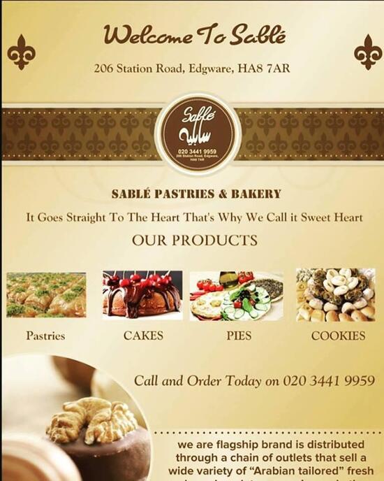 Sable Sweets Menu Sable Pastries & Bakery, Edgware - Restaurant menu, prices and reviews